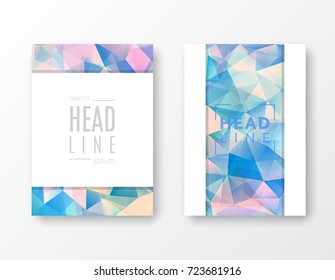 Brochure template layout with abstract polygonal background