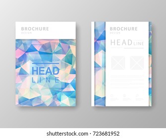 Brochure template layout with abstract polygonal background