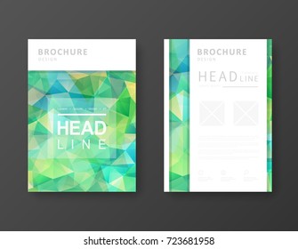 Brochure template layout with abstract polygonal background