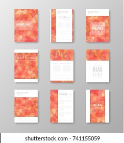 Brochure template layout with abstract polygonal background