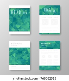 Brochure template layout with abstract polygonal background