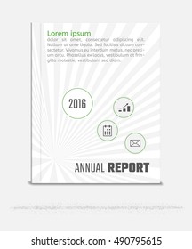 Brochure template layout for annual report. Simple abstract cover with icons.