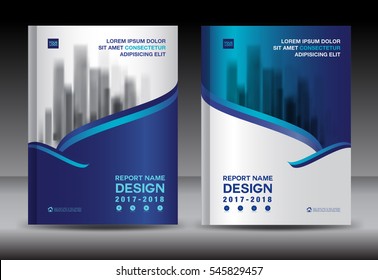 Brochure Template Layout, Blue Cover Design Annual Report, Magazine, Flyer Or Booklet In A4, Vector Illustration