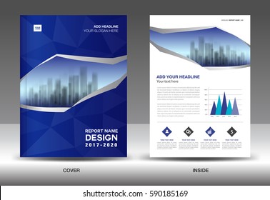 Brochure template layout, Blue cover design annual report, magazine, flyer or booklet in A4, polygon background, infographics, presentation, advertisemant, poster, catalog