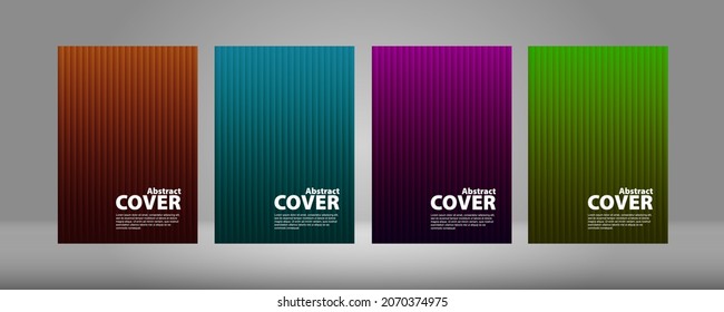 Brochure template layout, blue, orange, purple, black cover design, leaflet, magazine - Vector image.
A set of four vertical brochure templates with abstract and geometric backgrounds.
