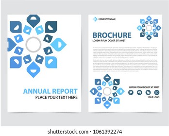 Brochure template layout collection, cover design annual report, magazine, flyer in A4 with flower petals shapes, rhombus for business, nature idea. Abstract vector design set.