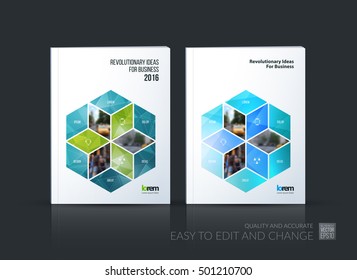 Brochure template layout collection, cover design annual report, magazine, flyer in A4 with rhombus, rectangle for business, flower style. Abstract vector design set.