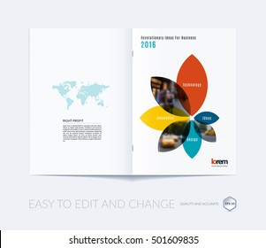 Brochure template layout collection, cover design annual report, magazine, flyer in A4 with flower petals shapes for business, nature idea. Abstract vector design.