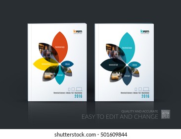 Brochure template layout collection, cover design annual report, magazine, flyer in A4 with flower petals shapes for business, nature idea. Abstract vector design.