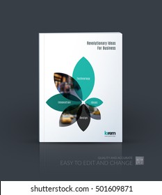 Brochure template layout collection, cover design annual report, magazine, flyer in A4 with flower petals shapes for business, nature idea. Abstract vector design.