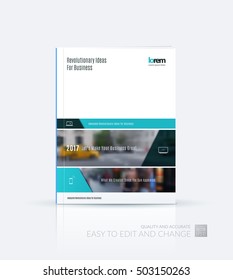 Brochure template layout collection, cover design annual report, magazine, flyer in A4  with turquoise banners and diagonals for business, building, consulting. Abstract vector design.