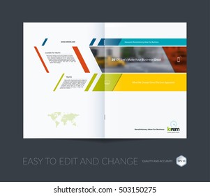 Brochure template layout collection, cover design annual report, magazine, flyer in A4  with colorful banners and diagonals for business, building, consulting. Abstract vector design.