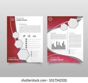 Brochure template layout, cover design annual report, magazine, flyer in A4 with blue polygonal triangles, 3d mesh polygons, rounds, lines, explosion for business and sale shopping. Vector