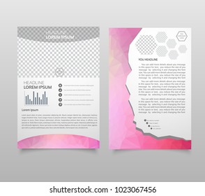 Brochure template layout, cover design annual report, magazine, flyer, leaflet booklet in A4 with turquoise colorful triangles texture and polygonal background. Vector Illustration.