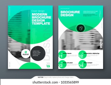 Brochure template layout, cover design annual report, magazine, flyer or booklet in A4 with color circle shapes in swiss or magna style. Vector Illustration.