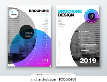 Brochure template layout, cover design annual report, magazine, flyer or booklet in A4 with color circle shapes in swiss or magna style. Vector Illustration.
