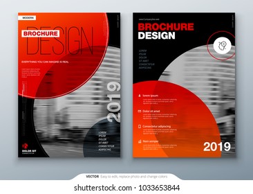 Brochure template layout, cover design annual report, magazine, flyer or booklet in A4 with color circle shapes in swiss or magna style. Vector Illustration.