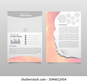 Brochure template layout, cover design annual report, magazine, flyer, leaflet booklet in A4 with turquoise colorful triangles texture and polygonal background. Vector Illustration.