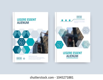Brochure template layout, cover design annual report, magazine, flyer or booklet in A4 with geometric firurami. Vector Illustration. Blue,Gray.