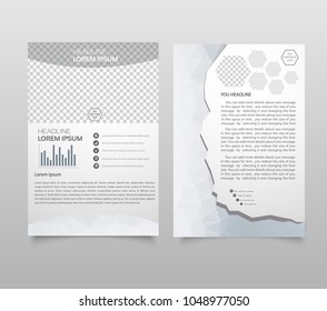 Brochure template layout, cover design annual report, magazine, flyer, leaflet booklet in A4 with turquoise colorful triangles texture and polygonal background. Vector Illustration.