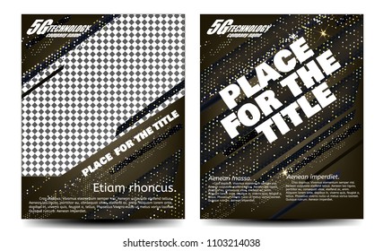 Brochure template layout, cover design annual report, magazine, flyer, technology and science. 5g internet. Vector.