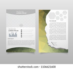 Brochure template layout, cover design annual report, magazine, flyer, leaflet booklet in A4 with turquoise colorful triangles texture and polygonal background. Vector Illustration.