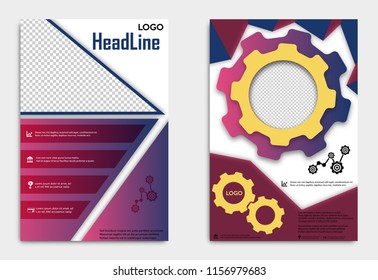 Brochure template layout, cover design annual report, magazine, flyer or booklet in A4 with blue dynamic triangular geometric shapes on polygonal background. Vector Illustration.