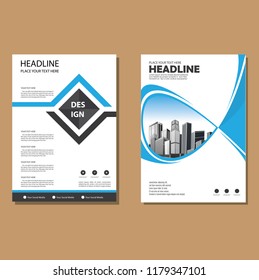 Brochure template layout, cover design annual report, magazine, flyer or booklet in A4 with blue geometric shapes on polygonal background