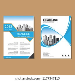 Brochure template layout, cover design annual report, magazine, flyer or booklet in A4 with blue geometric shapes on polygonal background
