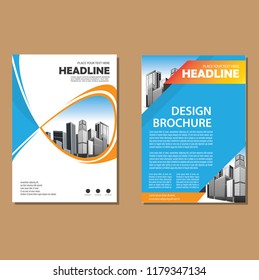 Brochure template layout, cover design annual report, magazine, flyer or booklet in A4 with blue geometric shapes on polygonal background