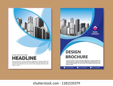 Brochure template layout, cover design annual report, magazine, flyer or booklet in A4 with blue geometric shapes on polygonal background