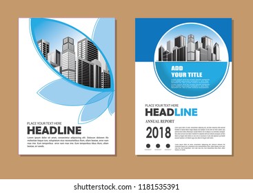 Brochure template layout, cover design annual report, magazine, flyer or booklet in A4 with blue geometric shapes on polygonal background