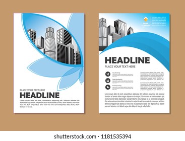 Brochure template layout, cover design annual report, magazine, flyer or booklet in A4 with blue geometric shapes on polygonal background