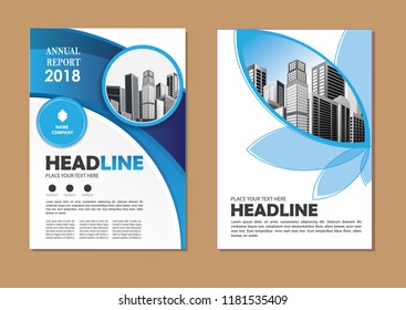 Brochure template layout, cover design annual report, magazine, flyer or booklet in A4 with blue geometric shapes on polygonal background