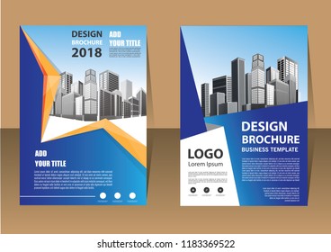 Brochure template layout, cover design annual report, magazine, flyer or booklet in A4 with blue geometric shapes on polygonal background