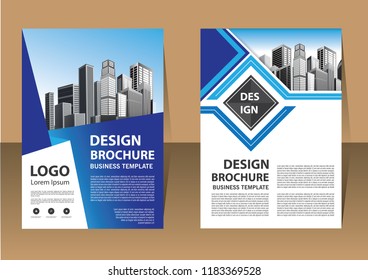 Brochure template layout, cover design annual report, magazine, flyer or booklet in A4 with blue geometric shapes on polygonal background