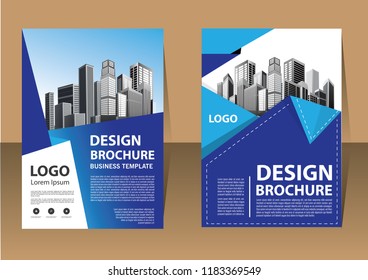 Brochure template layout, cover design annual report, magazine, flyer or booklet in A4 with blue geometric shapes on polygonal background