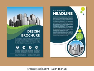 Brochure template layout, cover design annual report, magazine, flyer or booklet in A4 with blue geometric shapes on polygonal background
