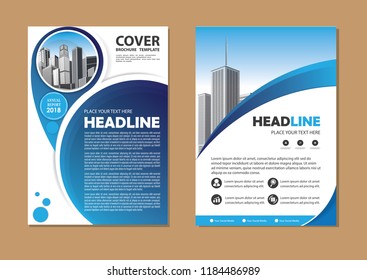 Brochure template layout, cover design annual report, magazine, flyer or booklet in A4 with blue geometric shapes on polygonal background