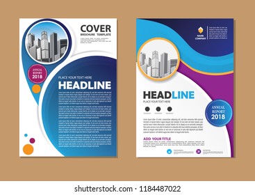 Brochure template layout, cover design annual report, magazine, flyer or booklet in A4 with blue geometric shapes on polygonal background