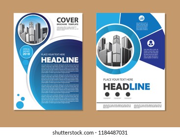 Brochure template layout, cover design annual report, magazine, flyer or booklet in A4 with blue geometric shapes on polygonal background