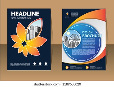Brochure template layout, cover design annual report, magazine, flyer or booklet in A4 with blue geometric shapes on polygonal background