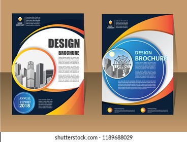 Brochure template layout, cover design annual report, magazine, flyer or booklet in A4 with blue geometric shapes on polygonal background