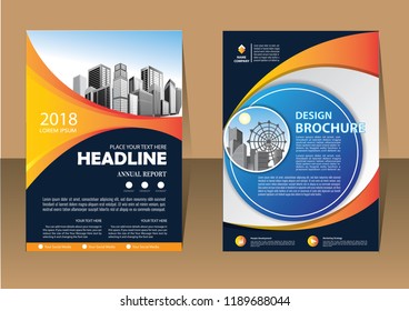 Brochure template layout, cover design annual report, magazine, flyer or booklet in A4 with blue geometric shapes on polygonal background
