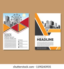 Brochure template layout, cover design annual report, magazine, flyer or booklet in A4 with blue geometric shapes on polygonal background