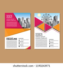 Brochure template layout, cover design annual report, magazine, flyer or booklet in A4 with blue geometric shapes on polygonal background