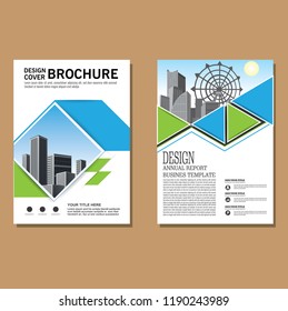 Brochure template layout, cover design annual report, magazine, flyer or booklet in A4 with blue geometric shapes on polygonal background