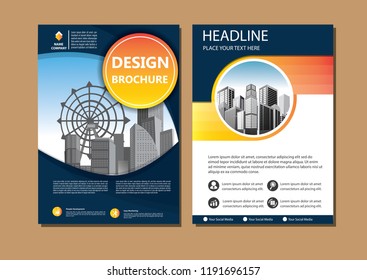 Brochure template layout, cover design annual report, magazine, flyer or booklet in A4 with blue geometric shapes on polygonal background