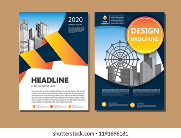 Brochure template layout, cover design annual report, magazine, flyer or booklet in A4 with blue geometric shapes on polygonal background