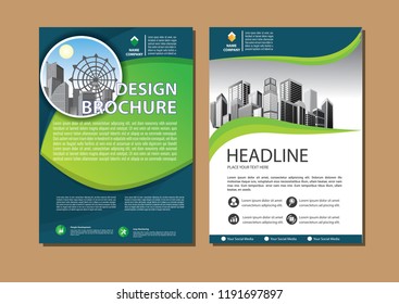 Brochure template layout, cover design annual report, magazine, flyer or booklet in A4 with blue geometric shapes on polygonal background